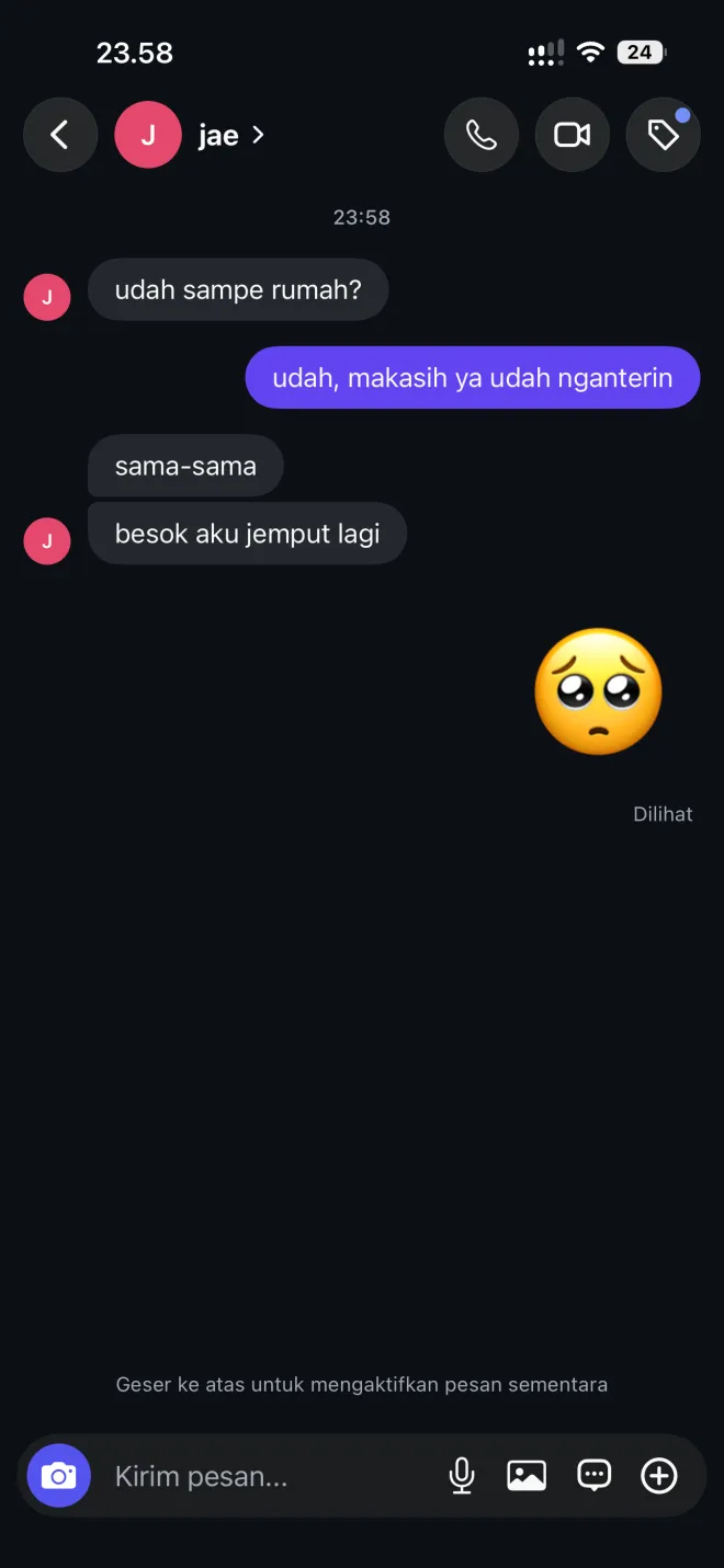 Chat yang sama di DM Instagram